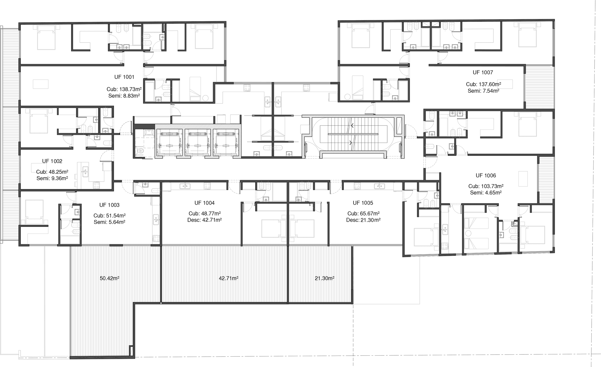 Plano de piso 10 de Humahuaca 3824, con distribución y superficies.