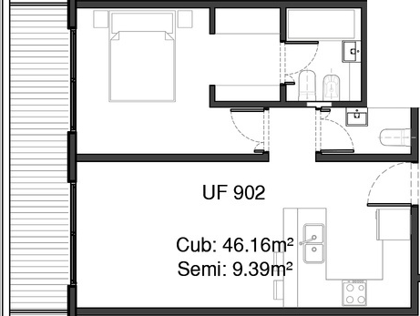 Plano individual de UF 902, extraído de la planta original del proyecto.